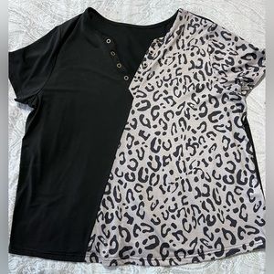 Half solid Half print blouse